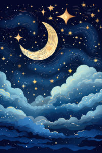Night sky with moon and stars